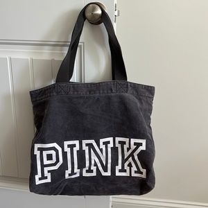 PINK tote bag, grayish denim color
